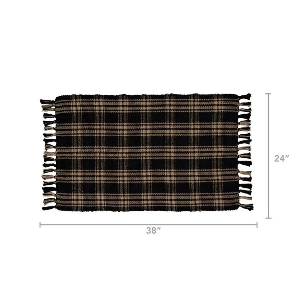 My Texas House Black‎ Plaid Indoor/Outdoor Layering Rug, 24x38, Halloween Decor